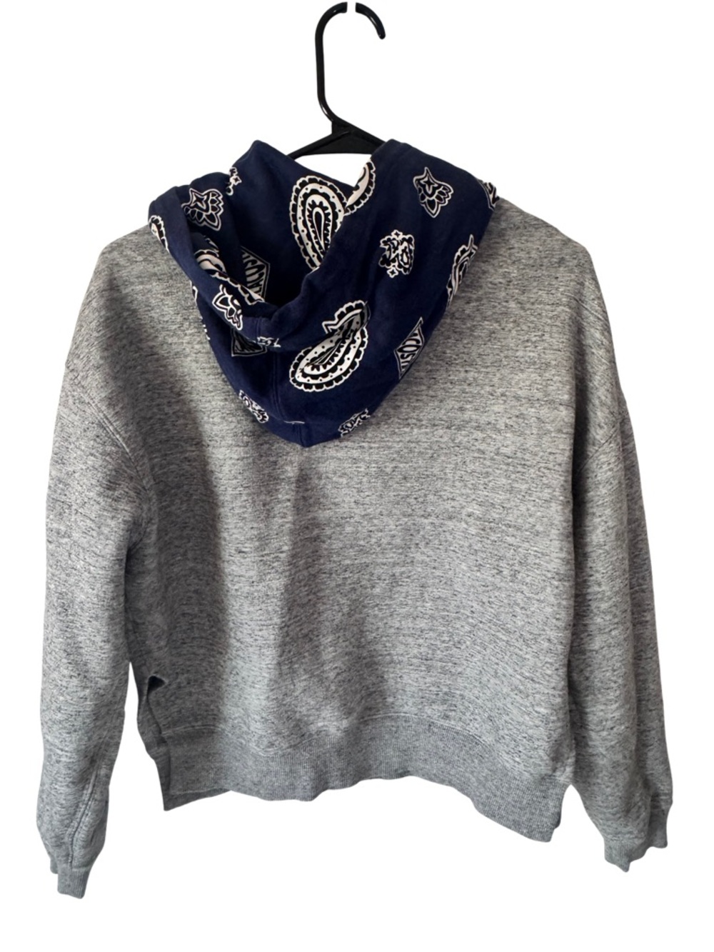 Lacoste Gray Pullover Sweatshirt with Navy Bandana Hood - Picture 2 of 4